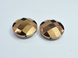 Crystal Glass 30mm Faceted Coin Beads, Brown Coated, 2pieces-BeadBeyond