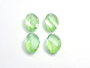 Crystal Glass 13x18mm Twisted Faceted Oval Beads, Green, 4pieces-BeadBeyond