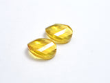 Crystal Glass 13x18mm Twisted Faceted Oval Beads, Yellow, 4pieces-BeadBeyond