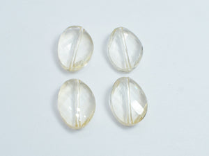 Crystal Glass 13x18mm Twisted Faceted Oval Beads, Light Champagne, 4pieces-BeadBeyond