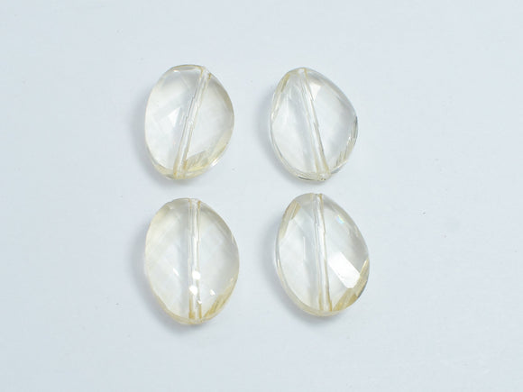 Crystal Glass 13x18mm Twisted Faceted Oval Beads, Light Champagne, 4pieces-BeadBeyond