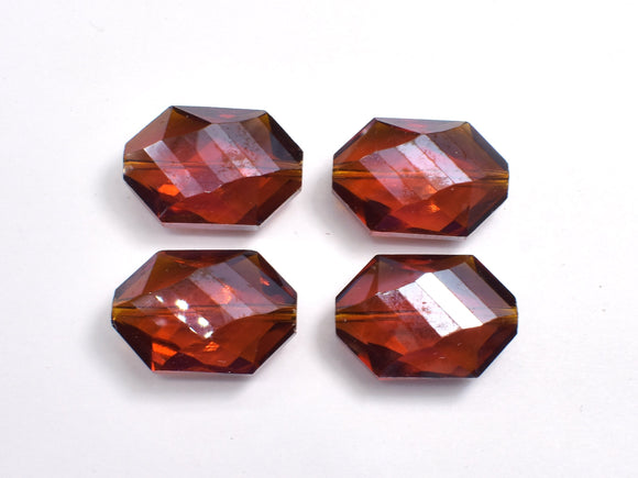 Crystal Glass 17x25mm Faceted Irregular Hexagon Beads, Brown, 2pieces-BeadBeyond