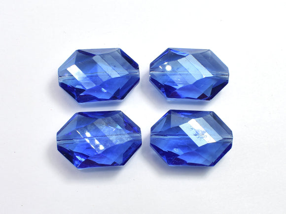 Crystal Glass 17x25mm Faceted Irregular Hexagon Beads, Blue, 2pieces-BeadBeyond