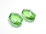 Crystal Glass 17x25mm Faceted Irregular Hexagon Beads, Green, 2pieces-BeadBeyond