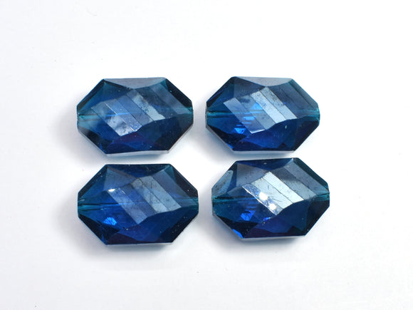 Crystal Glass 17x25mm Faceted Irregular Hexagon Beads, Dark Blue, 2pieces-BeadBeyond