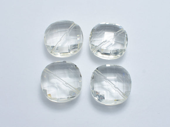 Crystal Glass 20x20mm Faceted Diamond Beads, Clear, 2pieces-BeadBeyond
