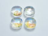 Crystal Glass 20x20mm Faceted Diamond Beads, Clear with AB, 2pieces-BeadBeyond