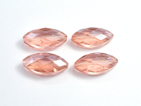 Crystal Glass 12x25mm Faceted Marquise Beads, Peach, 2pieces-BeadBeyond