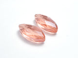 Crystal Glass 12x25mm Faceted Marquise Beads, Peach, 2pieces-BeadBeyond