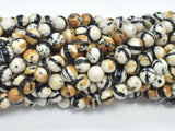 Rain Flower Stone, Creamy White, Black, 6mm Round Beads-Gems: Round & Faceted-BeadBeyond