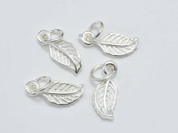 2pcs 925 Sterling Silver Charms, Leaf Charms, 14x6mm-Metal Findings & Charms-BeadBeyond