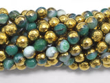 Mystic Coated Banded Agate-Green & Gold, 6mm, Faceted-BeadBeyond