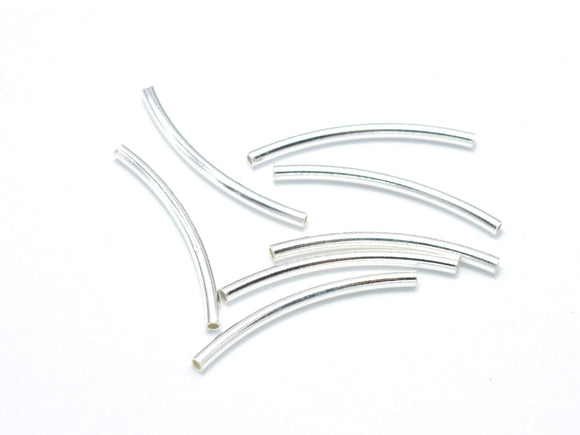 6pcs 925 Sterling Silver Tube, Curved Tube, 1.5x25mm, Hole 1mm-Metal Findings & Charms-BeadBeyond