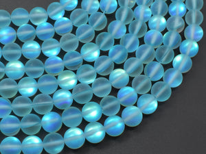 Matte Mystic Aura Quartz-Aqua Blue, 6mm (6.5mm) Round-Gems: Round & Faceted-BeadBeyond