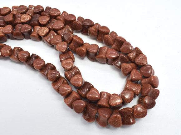 Goldstone Beads, 7.8x9.5mm Heart Beads-BeadBeyond