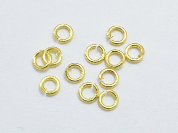 Approx. 300pcs 3mm Open Jump Ring, 0.6mm (22gauge), Gold Plated Brass Jump Ring-Metal Findings & Charms-BeadBeyond