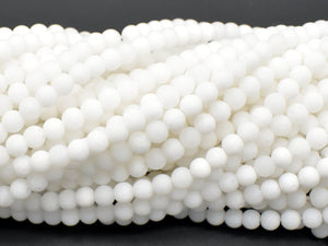Matte White Jade Beads, 4mm (4.7mm) Round Beads-Gems: Round & Faceted-BeadBeyond