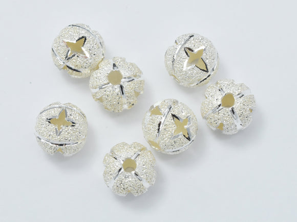 6pcs 925 Sterling Silver Beads, Stardust Silver Beads, 6mm Round-Gems: Round & Faceted-BeadBeyond