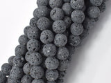 Unwaxed Black Gray Lava, 10mm (10.5mm) Round-Gems: Round & Faceted-BeadBeyond