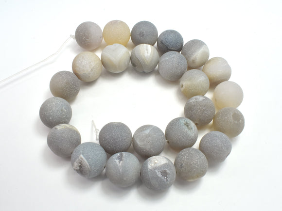 Druzy Agate Beads, Geode Beads-Gray, 16mm Round Beads-BeadBeyond