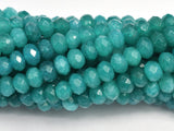 Jade -Teal 3x4mm Faceted Rondelle, 14 Inch-BeadBeyond