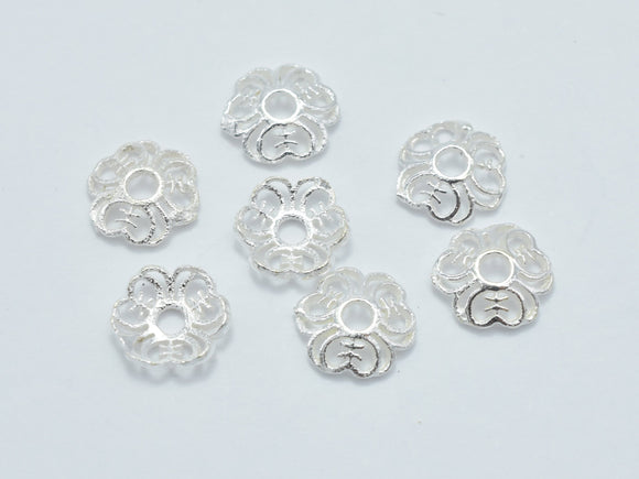 20pcs 925 Sterling Silver Bead Caps, 6x1.4mm Flower Bead Caps-Metal Findings & Charms-BeadBeyond