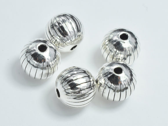 2pcs 925 Sterling Silver Beads-Antique Silver, 8mm Round, Spacer Beads-BeadBeyond