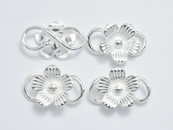 1pc 925 Sterling Silver Bead Connector, Flower Connector, Flower Link, Opened S Wire, 17x11mm-BeadBeyond
