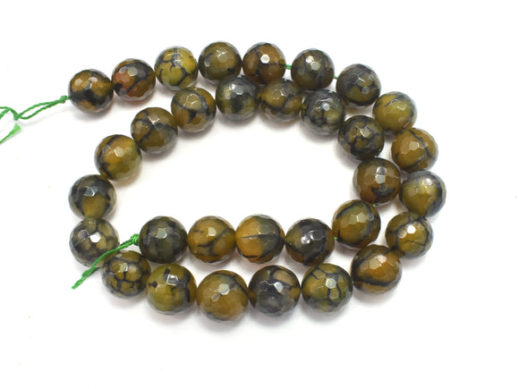 DRAGON VEIN AGATE BEADS, 11.5MM FACETED ROUND-Agate: Round & Faceted-BeadBeyond