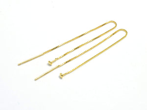 4pcs 24K Gold Vermeil Ear Wire, 925 Sterling Silver Ear Wire, 90mm Long Chain Ear wire-Metal Findings & Charms-BeadBeyond