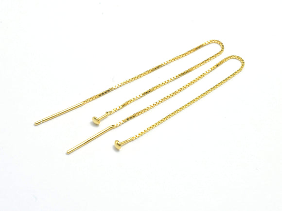 4pcs 24K Gold Vermeil Ear Wire, 925 Sterling Silver Ear Wire, 90mm Long Chain Ear wire-Metal Findings & Charms-BeadBeyond