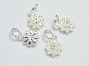 2pcs 925 Sterling Silver Charms, Flower Charms, 8mm-BeadBeyond