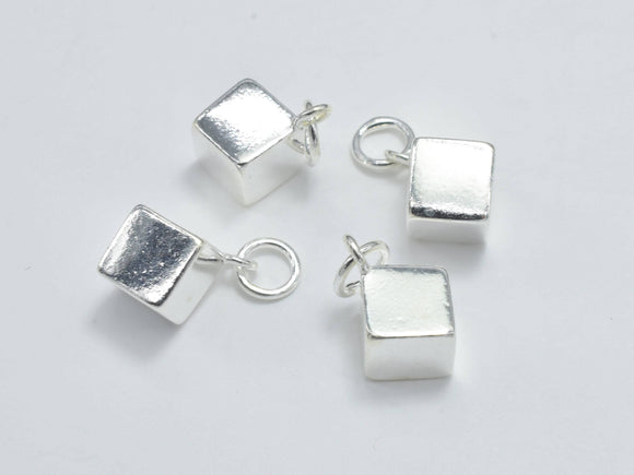 1pc 925 Sterling Silver Charms, Cube Charm, 6x6mm-Metal Findings & Charms-BeadBeyond