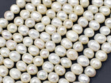 Fresh Water Pearl Beads-White, Approx 6-7mm Potato Beads-Pearls & Glass-BeadBeyond