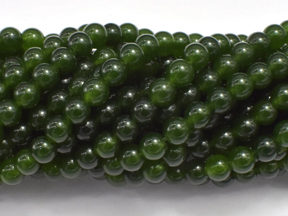 Jade - Olive Green, 6mm (6.3mm) Round-Gems: Round & Faceted-BeadBeyond