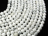 White Howlite Beads, Faceted Round, 8mm, 15 Inch-BeadBeyond