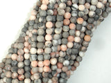 Matte Pink Zebra Jasper, 4mm, Round Beads-BeadBeyond
