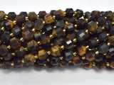 Blue Yellow Tiger Eye, 8mm Faceted Prism Double Point Cut-Gems: Round & Faceted-BeadBeyond