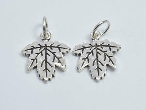 1pcs 925 Sterling Silver Charm, Maple Leaf Charm, 14x13mm-Metal Findings & Charms-BeadBeyond