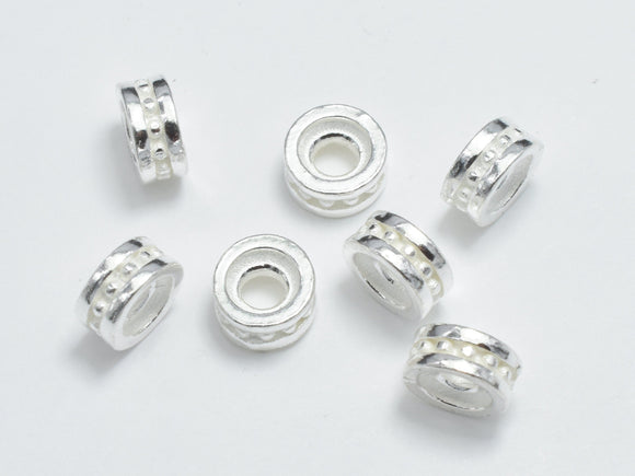 10pcs 925 Sterling Silver Beads, 5mm Rondelle Beads, Big Hole Spacer Beads, 5x2.4mm-BeadBeyond