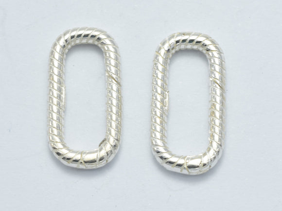 1pc 925 Sterling Silver Twisted Oval Clasp, Spring Gate Oval Clasp 17x9mm-BeadBeyond