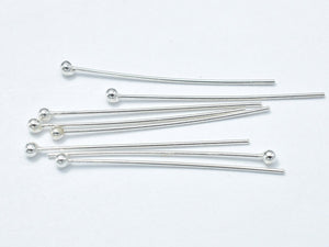 10pcs 925 Sterling Silver Ball Head Pin, 30mm, 0.6mm(23gauge), Ball 1.6mm-Metal Findings & Charms-BeadBeyond