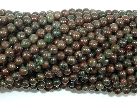 Red Green Garnet Beads, 4mm Round Beads-BeadBeyond