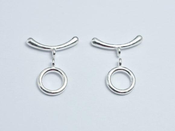 1set 925 Sterling Silver Toggle Clasps, Loop 9.8mm, Bar 17.8mm-BeadBeyond