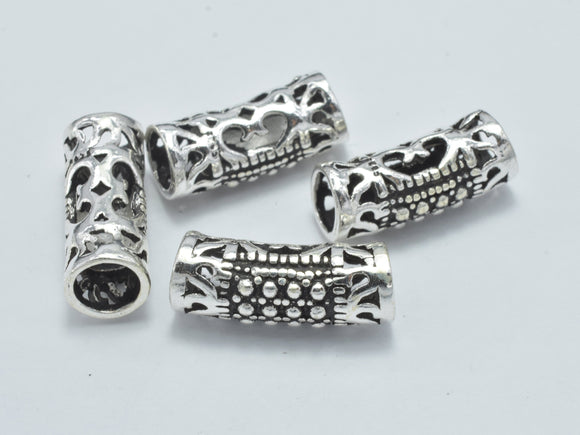2pcs 925 Sterling Silver Tube-Antique Silver, Filigree Curved Tube, 5.5x14mm-Metal Findings & Charms-BeadBeyond