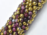 Mystic Coated Banded Agate - Fuchsia & Gold, 6mm, Faceted-BeadBeyond
