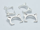 4pcs 925 Sterling Silver Pendant Setting, Kitty Pendant Setting, 12x8mm, for 8mm bead-BeadBeyond