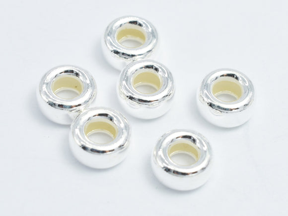 8pcs 925 Sterling Silver Beads, 6mm (6.4mm) Rondelle Spacer-BeadBeyond