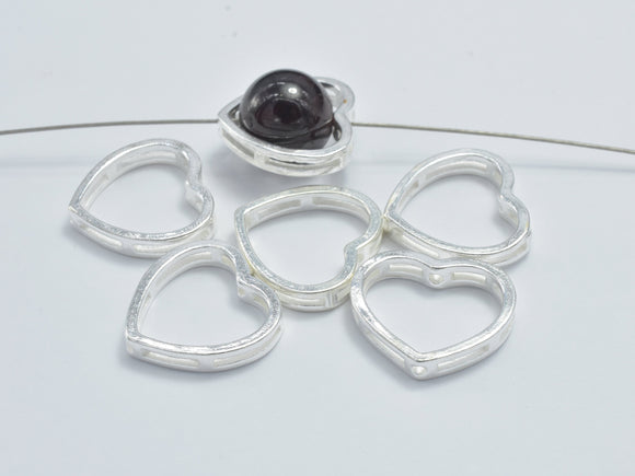 4pcs 925 Sterling Silver Heart Bead Frames, 12x11mm Heart-Metal Findings & Charms-BeadBeyond