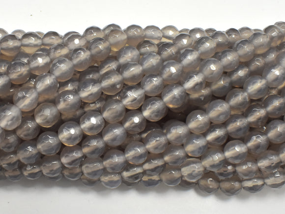Gray Agate Beads, 6mm Faceted Round Beads-BeadBeyond